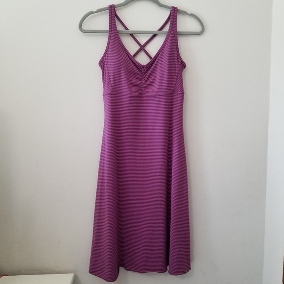 prAna Rebecca Strappy Striped Active Jersey Dress Size Small Hiking Athleisure - Picture 2 of 10